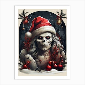 Santa Claus Skull Art Print