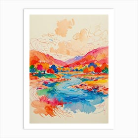 colorful illustration landscape Art Print