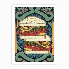 Club Sandwhich On A Decadent Background  Art Print