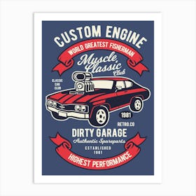 Muscle Classic Car Club 1 Art Print