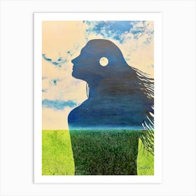 Nighttime Silhouette Of A Woman In The Day Art Print