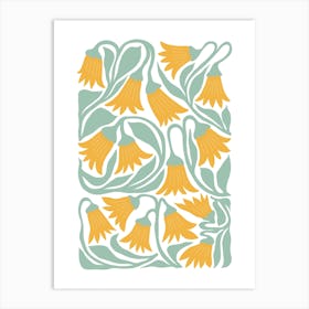 Yellow Flowers Botanical Boho Art Print