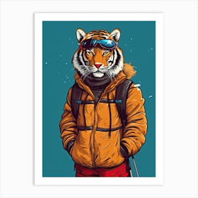 Tiger Illustrations Wearing Ski Gear 2 Art Print