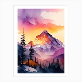 The Rocky Mountains Watercolour 3 Art Print