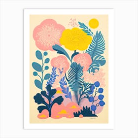 Colourful Botanical Risograph Style 29 Art Print