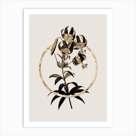 Gold Ring Turban Lily Glitter Botanical Illustration Art Print