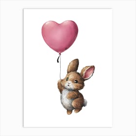 Bunny With Heart Balloon Art Print