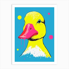 Yellow Pink & Blue Duck Portrait 2 Art Print