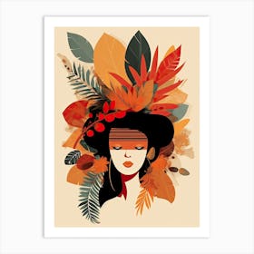 Bloom Body Woman Portrait Orange Tones 8 Art Print