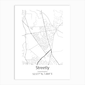 Streetly,United Kingdom Minimalist Map Póster