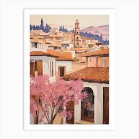 Granada Spain 2 Vintage Pink Travel Illustration Art Print