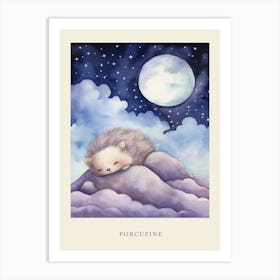 Baby Porcupine 1 Sleeping In The Clouds Nursery Poster Art Print