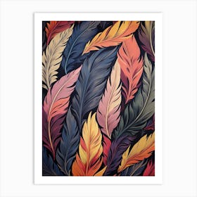 Bird Pattern Linocut Style 1 Art Print