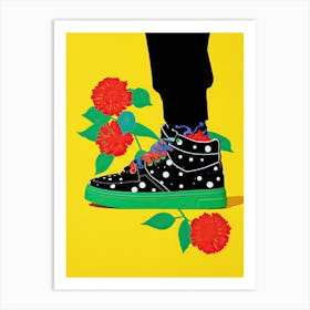 Floral Steps of Women in Sneaker Art Art Print