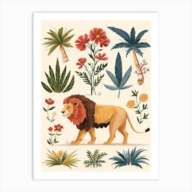 Barbary Lion Climbing A Tree Clipart 3 Art Print