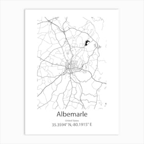 Albemarle,United States Minimalist Map Art Print