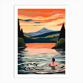 Wild Swimming At Loch Morlich Scotland 3 Art Print