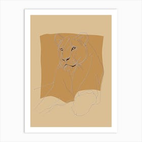 Lion - Boho, Line Art 6 Art Print