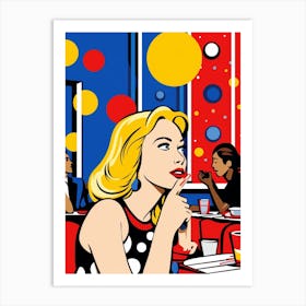 Pop Art Style Blonde Woman Thinking Art Print