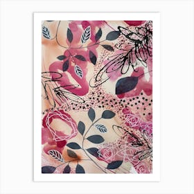 Roses Abstract Watercolour Pinks Art Print