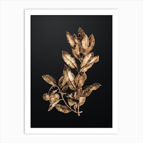 Gold Botanical Strawberry Tree Branch on Wrought Iron Black n.2901 Art Print