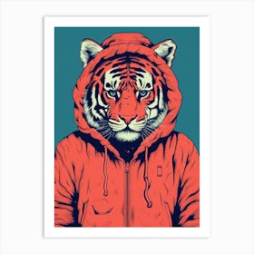 Tiger Illustrations Wearing A Hoodie 1 Art Print