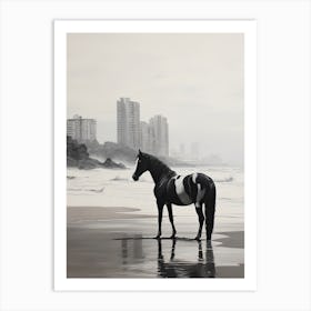 A Horse Oil Painting In Panema Beach, Brazil, Portrait 1 Art Print