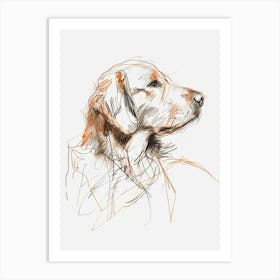 Golden Retriever Dog Orange Line Art Print
