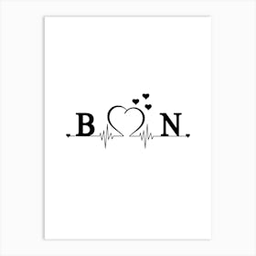 Personalized Couple Name Initial B And N Monogram Art Print