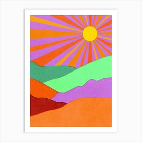 Retro Colorful Sunset Art Print