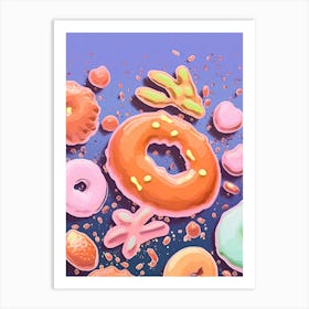 Colourful Donuts Illustration 5 Art Print