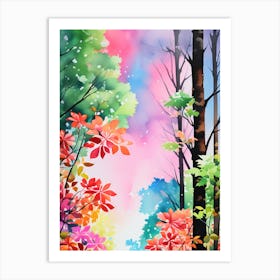 Watercolor Of Autumn Trees 1 Art Print