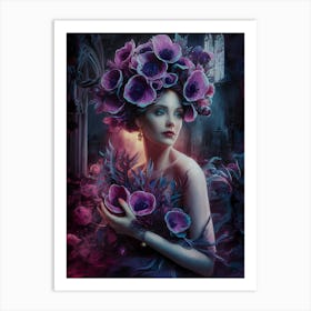 Girl With Flowers 20 Art Print