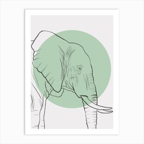 Elephant minimalist line drawing Art Print