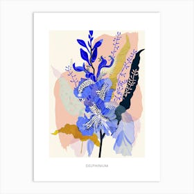 Colourful Flower Illustration Poster Delphinium 2 Art Print
