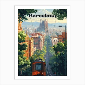 Barcelona Town Art Illustration Art Print