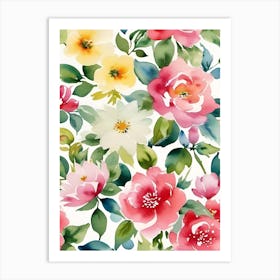 Watercolor Floral Pattern Art Print