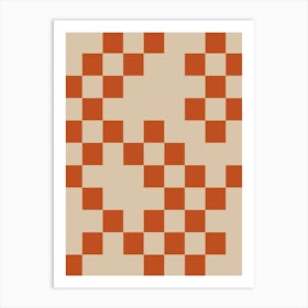 Modern Retro Aesthetic Geometric Checkerboard in Burnt Orange Art Print