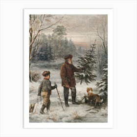 Christmas Tree In The Snow Art Print