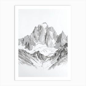 Mount Whitney Usa Line Drawing 1 Art Print