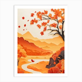 Beautiful Landscape Paper Craft Style 10 Art Print