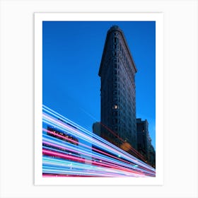 Neon city: New York, Flatiron Building (synthwave/vaporwave/retrowave/cyberpunk) — aesthetic poster, neon poster Art Print