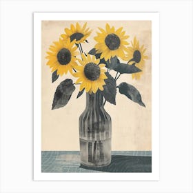 Sunflower Watercolour Illustration Art Print