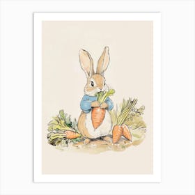 Rabbit Eating Carrots Art Print