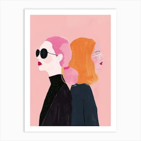 Two Women With Pink Hair Art Print