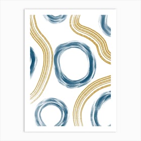 Blue And Gold Circles Art Print