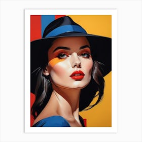 Woman Portrait With Hat Pop Art (78) Art Print