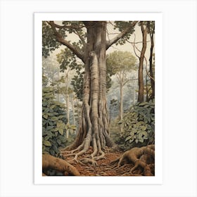 Vintage Jungle Botanical Illustration Rubber Tree 2 Art Print