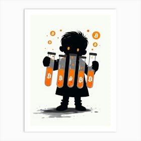 Bitcoin Child Holding Test Tube Art Print