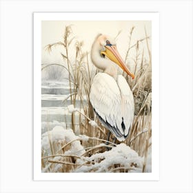 Winter Bird Painting Pelican 3 Art Print